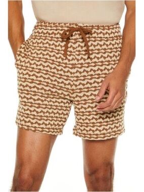 Forever 21 Tan and Cream Wave-Pattern Athletic Shorts